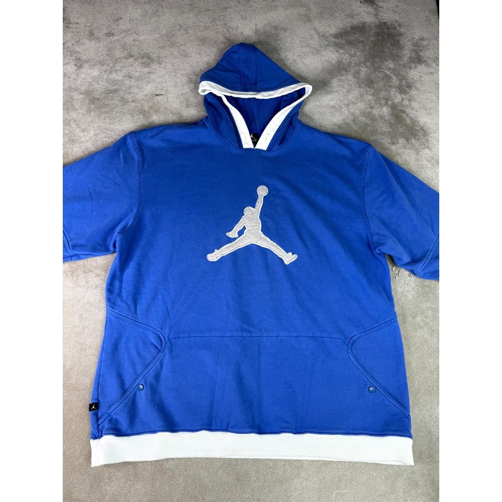 Air Jordan Hoodie Mens 2XL Royal Blue Big Jumpman Patch Knit Cotton Pullover